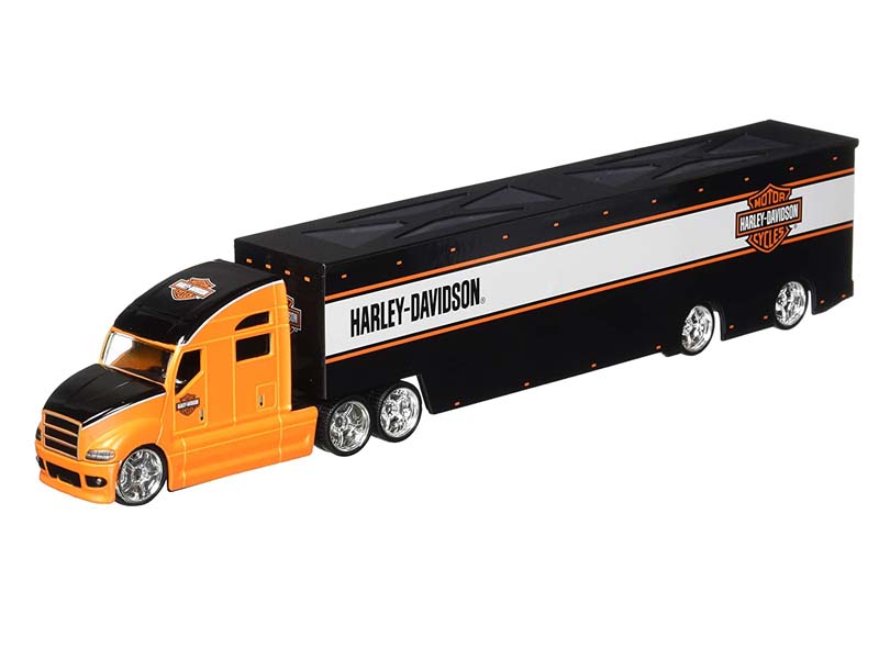 Harley Davidson Custom Hauler Semi Trailer Orange Diecast 1:64 Scale Model - Maisto 11516OR