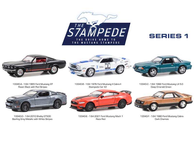 (The Drive Home to the Mustang Stampede) Series 1 SET OF 6 Diecast 1:64 Scale Models - Greenlight 13340