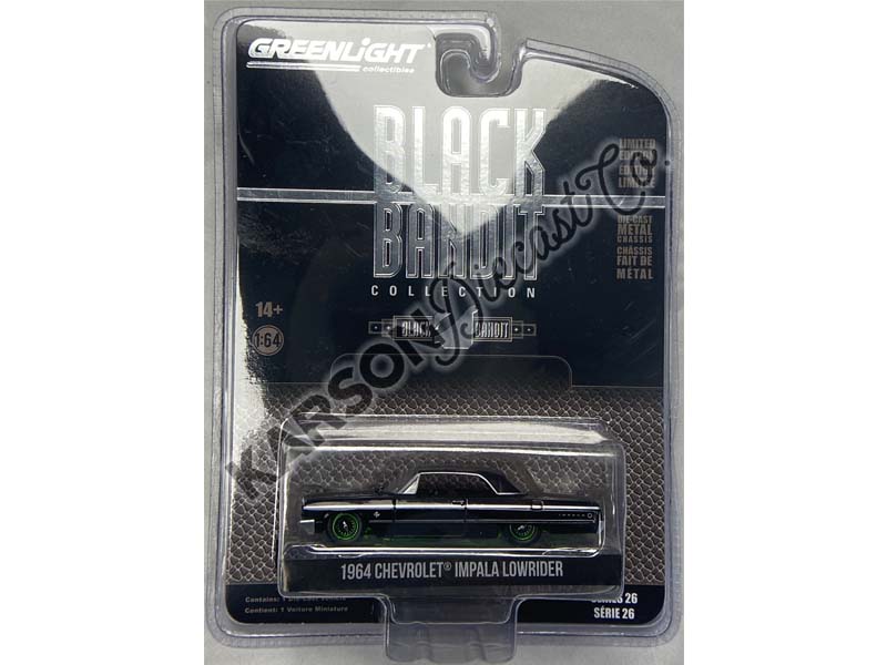 CHASE 1964 Chevrolet Impala Lowrider (Black Bandit) Series 26 Diecast 1:64 Model - Greenlight 28090B