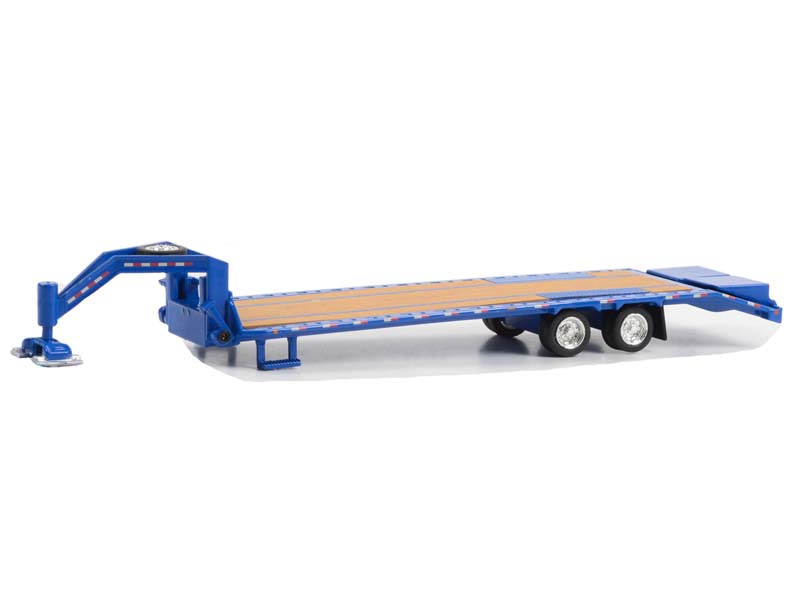 Gooseneck Trailer - Blue w/ Red and White Conspicuity Stripes (Hobby Exclusive) Diecast 1:64 Scale Model - Greenlight 30466