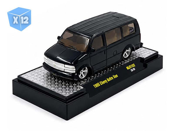 12 PACK 1995 Chevrolet Astro Van Custom Slow & Low – Black Diecast