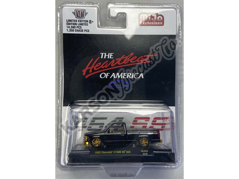 CHASE 1992 Chevrolet C1500 SS 454 - Black (Mijo Exclusives) Diecast 1:64 Scale Model - M2 Machines 31500-MJS53