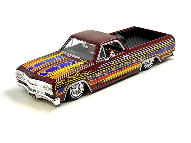 1965 Chevrolet El Camino Lowrider – Candy Red (Mijo Exclusives) Diecast 1:24 Scale Model - Maisto 32543CRD