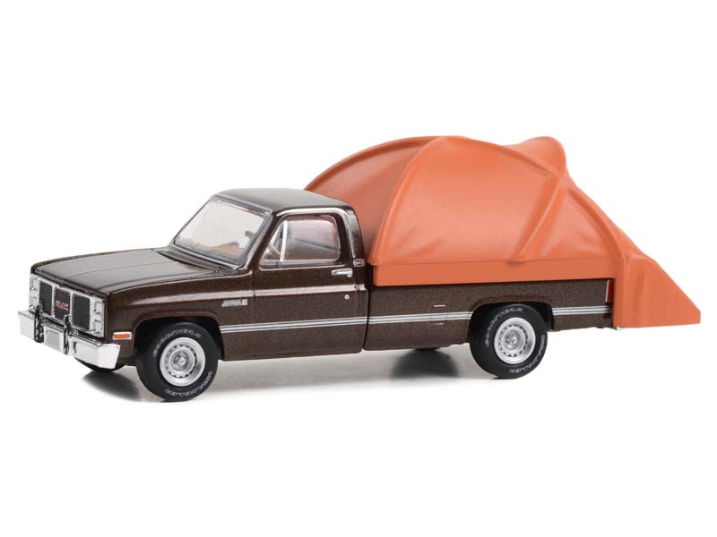 1986 GMC Sierra Classic 1500 - Dark Brown Metallic w/ Truck Bed Tent (The Great Outdoors) Series 3 Diecast 1:64 Scale Model - Greenlight 38050D