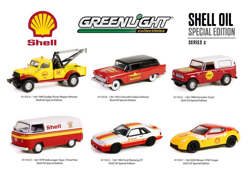 PRE-ORDER (Shell Oil Special Edition Series 2) SET OF 6 Diecast 1:64 Scale Models - Greenlight 41155