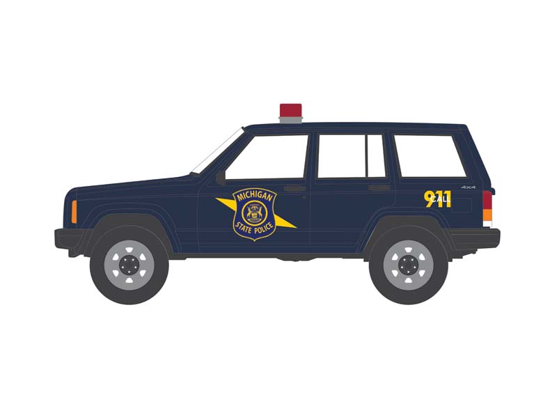PRE-ORDER 2001 Jeep Cherokee - Michigan State Police (Hot Pursuit Series 46) Diecast 1:64 Scale Model - Greenlight 43040E