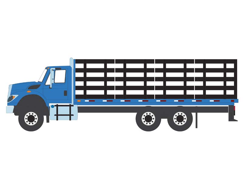 PRE-ORDER 2018 International WorkStar Platform Stake - Blue (S.D. Trucks Series 19) Diecast 1:64 Scale Model - Greenlight 45190B