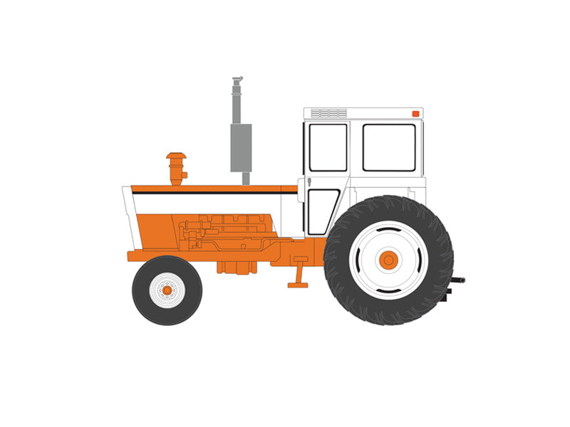 1973 Tractor w/ Enclosed Cab - Orange and White (Down on the Farm) Series 8 Diecast 1:64 Scale Model - Greenlight 48080C