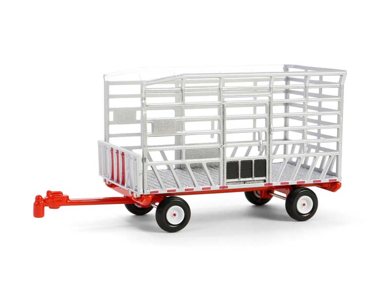 PRE-ORDER Bail Throw Wagon – Silver and Red (Down on the Farm Series 9) Diecast 1:64 Scale Model - Greenlight 48090F