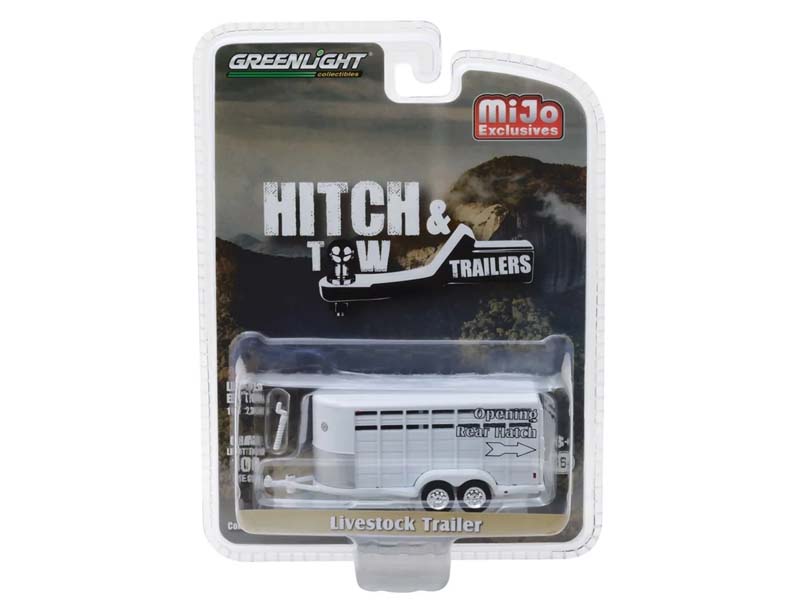 Livestock Trailer - White (Hitch & Tow Trailers) Diecast 1:64 Scale Model - Greenlight 51212