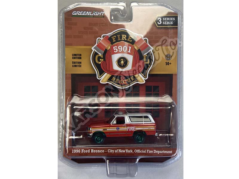 CHASE 1996 Ford Bronco - FDNY The Official Fire Department City of New York (Fire & Rescue) Series 3 Diecast 1:64 Scale Model - Greenlight 67030E