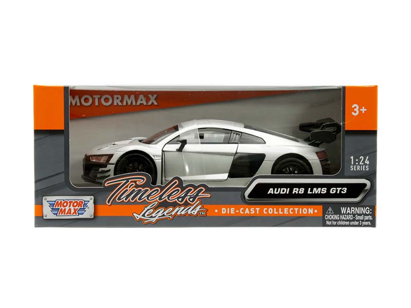 Audi R8 LMS GT3 – Silver (Timeless Legends) Diecast 1:24 Scale Model - Motormax 79380SIL