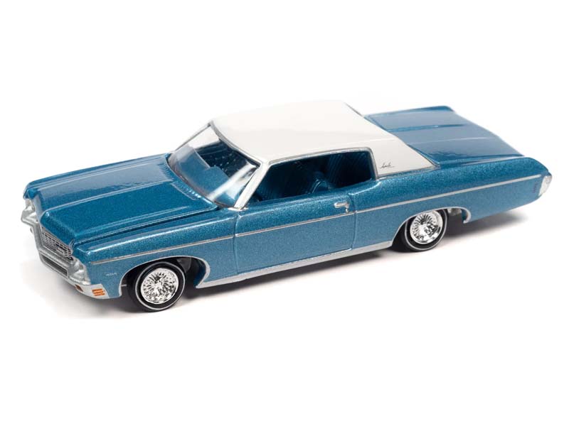 1970 Chevrolet Impala Custom Coupe Astro Blue Metallic w/ White Vinyl Top (Luxury Cruisers) Diecast 1:64 Scale Model - Auto World AW64382B