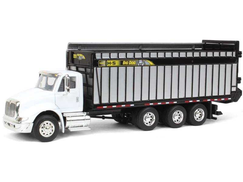 International 8600 Truck w/ H&S Big Dog Forage Box - White Diecast 1:64 Scale Model - Spec Cast HSM001
