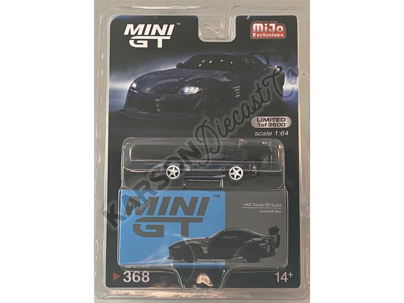 CHASE HKS Toyota GR Supra (A90) - Downshift Blue (Mini GT) Diecast 1:64 Scale Model Car - True Scale Miniatures MGT00368