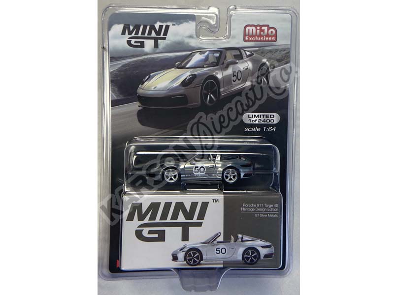 CHASE Porsche 911 Targa 4S Heritage Design Edition GT - Silver Metallic LHD (Mini GT) Diecast 1:64 Scale Model - TSM MGT00507