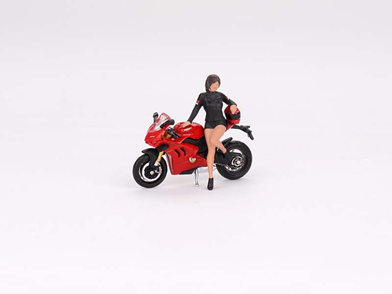 PRE-ORDER Ducati Panigale V4 S w/ Ducati Girl Figure (Mini GT) Diecast 1:64 Scale Model - TSM MGT00682