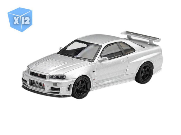 PRE-ORDER - 12 PACK Nissan NISMO R34GT-R Z-Tune Silver (Mini GT