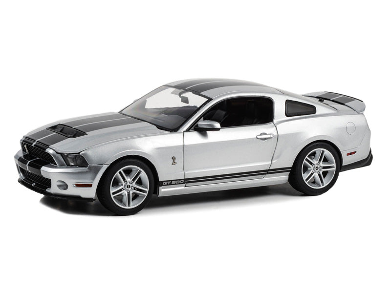 PRE-ORDER 2011 Ford Mustang Shelby GT500 - Ingot Silver w/ Black Stripes Diecast 1:18 Scale Model - Greenlight 13673