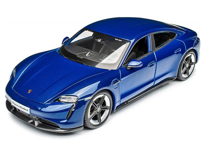 Porsche Taycan Turbo S - Blue Metallic Diecast 1:24 Scale Model - Bburago 21098BL