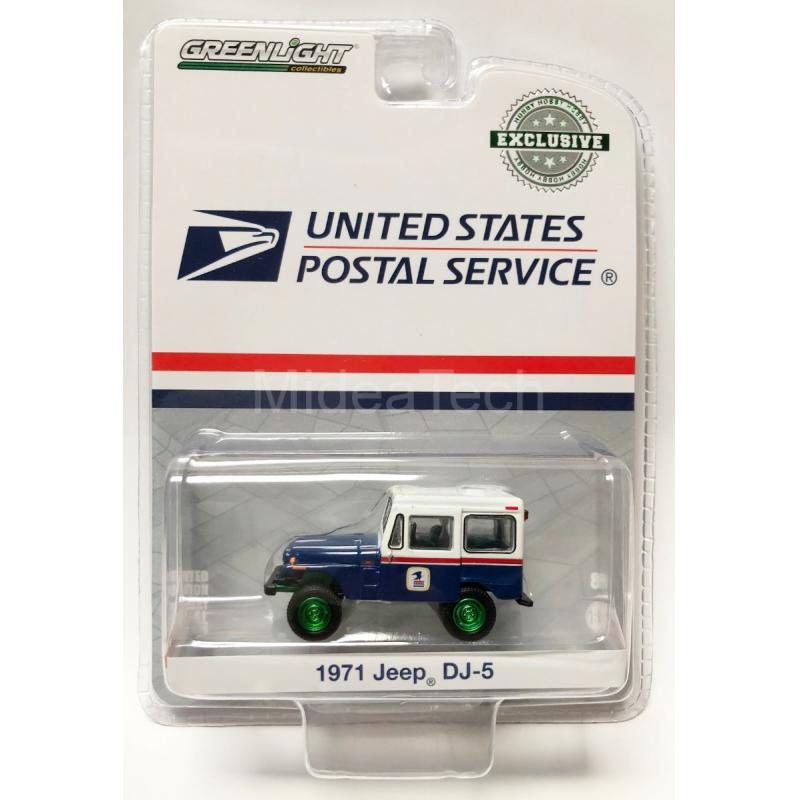 1971 Jeep DJ-5 "United States Postal Service" (USPS) Blue w/ White Roof Hobby Exclusive 1:64 Scale Diecast Model Car - Greenlight - 29998 - CHASE GREEN MACHINE