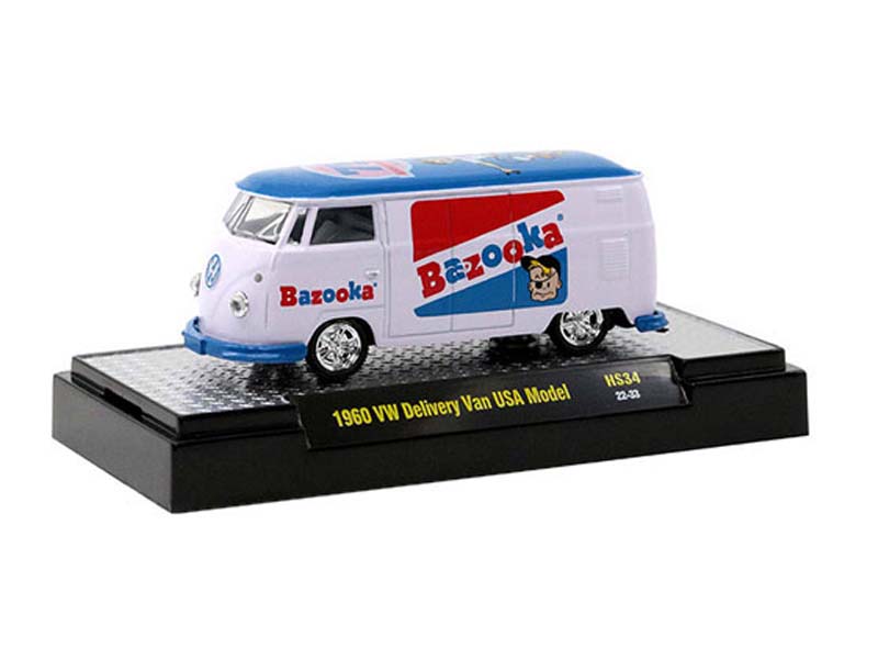 1960 Volkswagen Delivery Van Bazooka Bubble Gum 75th Anniversary (Hobby Exclusives) Diecast 1:64 Scale Model - M2 Machines 31500-HS34