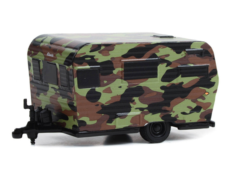 1958 Siesta Travel Trailer - Camouflage (Hitched Homes) Series 13 Diecast 1:64 Scale Model - Greenlight 34130B
