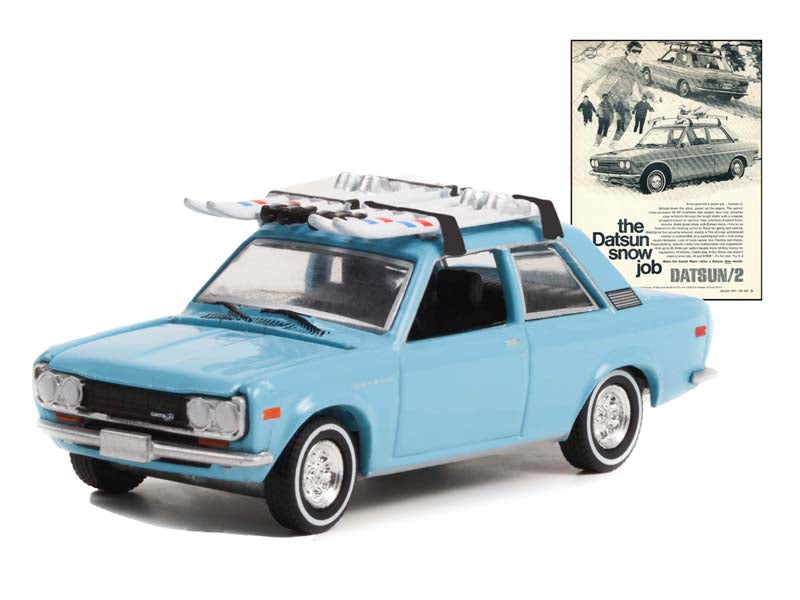 1970 Datsun 510 w/ Ski Roof Rack (Vintage Ad Cars) Series 7 Diecast 1:64 Scale Model Car - Greenlight 39100C
