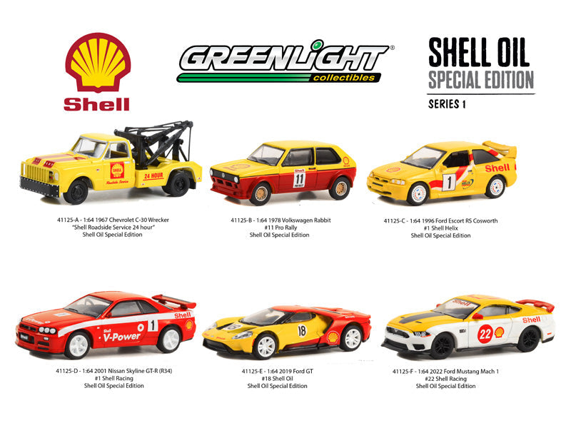 (Shell Oil Special Edition) Series 1 SET OF 6 Diecast Scale 1:64 Model - Greenlight 41125