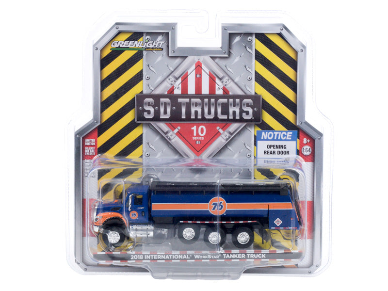 2018 International WorkStar Tanker Truck - Union 76 Dark Blue and Orange (S.D. Trucks Series 10) Diecast 1:64 Scale Model - Greenlight 45100A