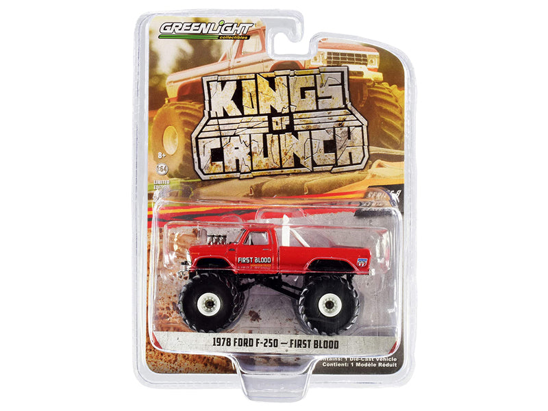 CHASE 1978 Ford F-250 Monster Truck Red - First Blood (Kings of Crunch) Series 8 Diecast 1:64 Model - Greenlight 49080C