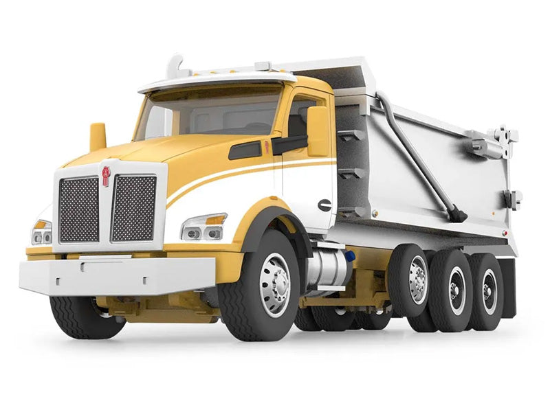 Kenworth T880 Rogue Dump - Yellow & White w/ Chrome Diecast 1:64 Scale Model - First Gear 60-1416