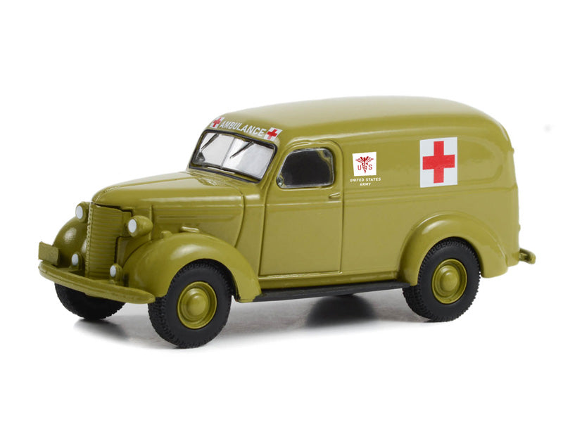 1939 Chevrolet Panel Truck - U.S. Army Ambulance (Battalion) Series 3 Diecast 1:64 Scale Model - Greenlight 61030A