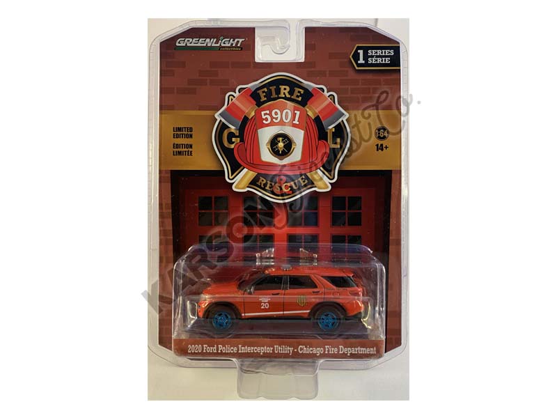 CHASE 2020 Ford Police Interceptor Utility Chicago Illinois Fire Department "Fire & Rescue Series 1" Diecast 1:64 Model - Greenlight 67010F