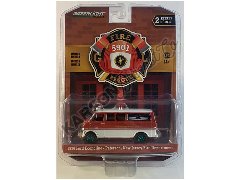 CHASE 1970 Ford Econoline - Paterson Fire Dept. Paterson New Jersey (Fire & Rescue) Series 2 Diecast 1:64 Model - Greenlight 67020A