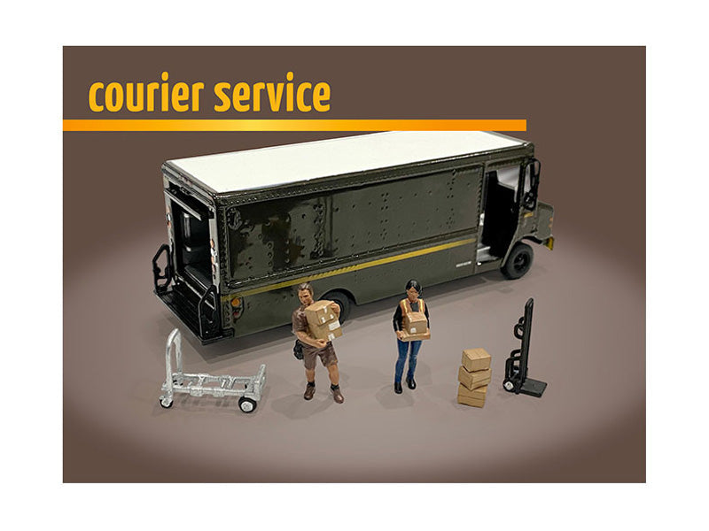 Courier Service Figure Set (MiJo Exclusives) Diecast 1:64 Scale Model - American Diorama AD76495