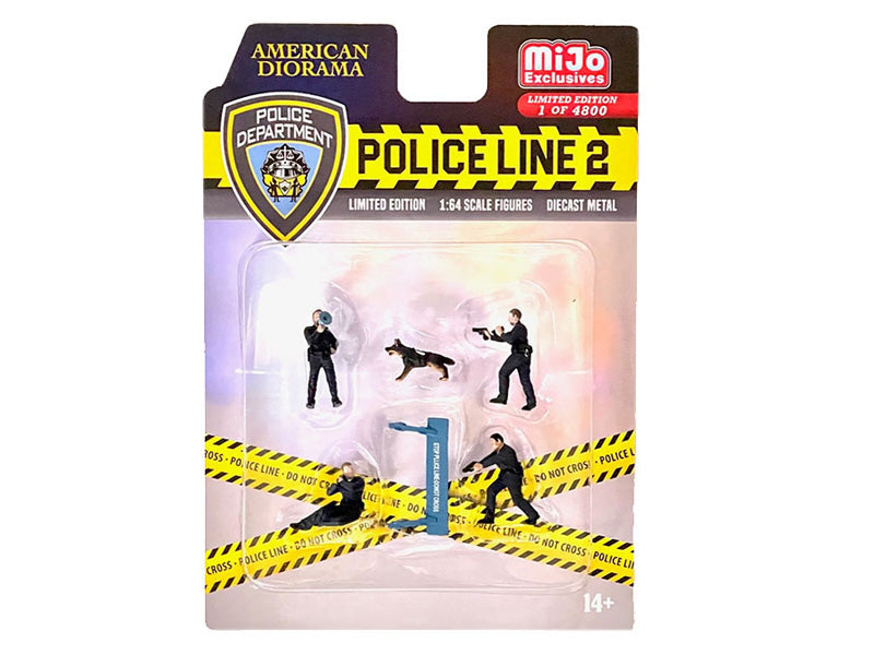Police Line ll Figure Set (MiJo Exclusives) Diecast 1:64 Scale Model - American Diorama AD76497