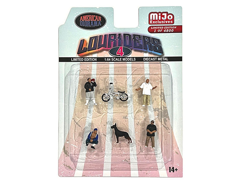 Lowriders 4 Figure Set (MiJo Exclusives) Diecast 1:64 Scale Model - American Diorama AD76506