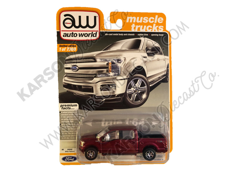 CHASE 2018 Ford F-150 Lariat Pickup Truck ULTRA RED "Muscle Trucks" Limited Edition to 7,300 pieces Worldwide 1:64 Diecast Model - Autoworld - AW64242B