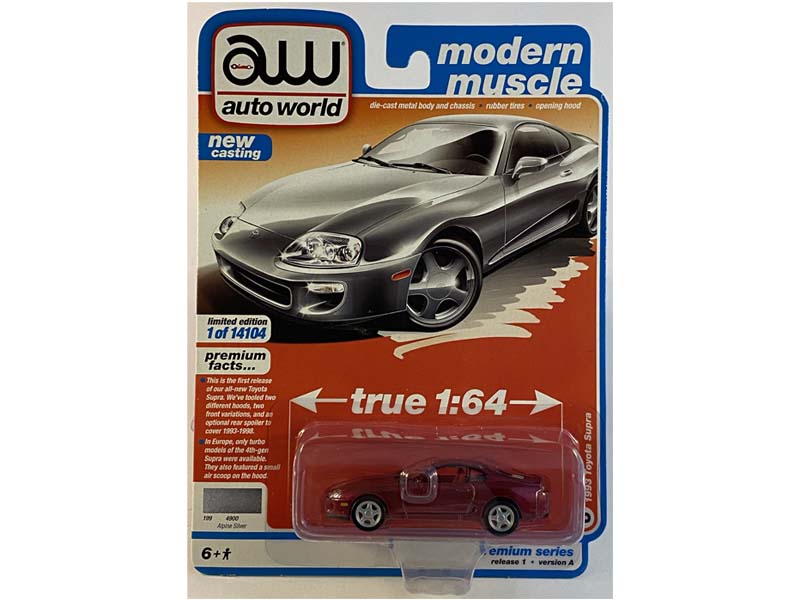 CHASE 1993 Toyota Supra - Alpine Silver (Modern Muscle) Limited Edition Worldwide Diecast 1:64 Scale Model Car - Autoworld 64302A