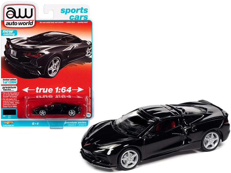 2020 Chevrolet Corvette C8 Stingray Black "Sports Cars" Limited Edition to 13904 pieces Worldwide 1:64 Diecast Model Car - Autoworld 64312A