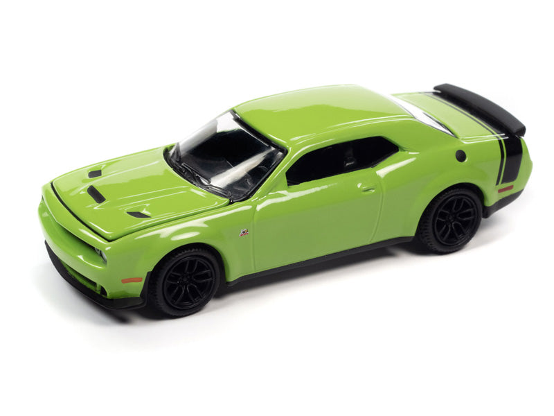 2019 Dodge Challenger R/T Scat Pack - Sublime Green w/ Black Tail Stripe (Premium 2022 Release 3B) Diecast 1:64 Scale Model - Auto World AW64372B
