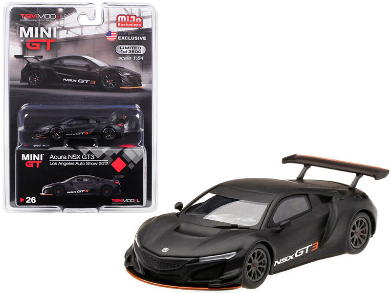 Acura NSX GT3 Matt Black "Los Angeles Auto Show 2017" Limited Edition to 3,600 pieces Worldwide 1:64 Diecast Model Car - True Scale Miniatures - MGT00026