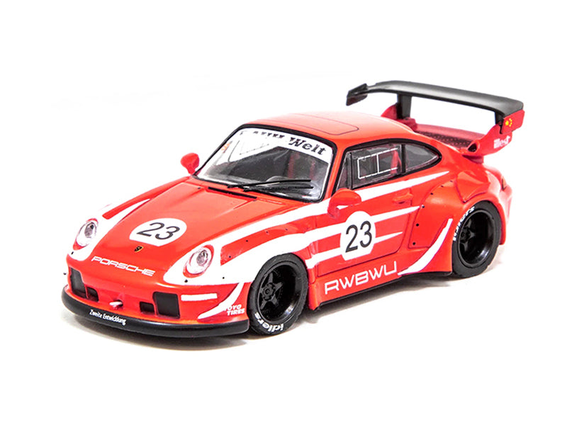 Porsche RWB 993 RWBWU #23 Red w/ White Stripes "RAUH-Welt BEGRIFF"  Diecast 1:64 Scale Model Car - Tarmac Works T64-017-WU