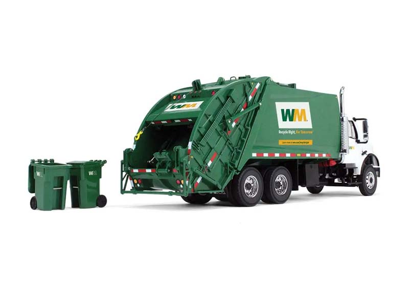 Freightliner M2 w/ McNeilus Rear Load Refuse Truck w/ Trash Carts - Diecast 1:34 Scale Model - First Gear 10-3287D