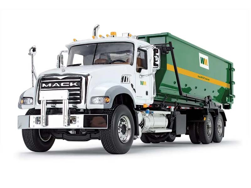 Mack Granite w/ Tub-Style Roll-Off Container - Waste Management Diecast 1:34 Scale Model - First Gear 10-4050D