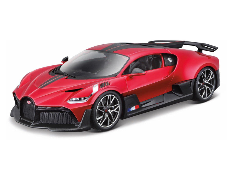 Bugatti Divo Red Metallic w/ Carbon Accents Diecast 1:18 Scale Model - Bburago 11045RD