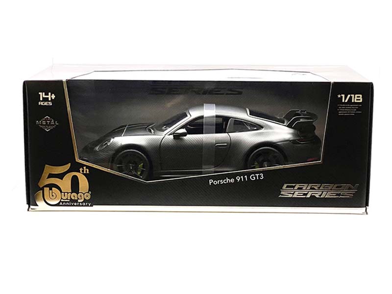 Porsche 911 GT3 (Carbon Series) 50th Anniversary Limited Edition Diecast 1:18 Scale Model - Bburago 11103