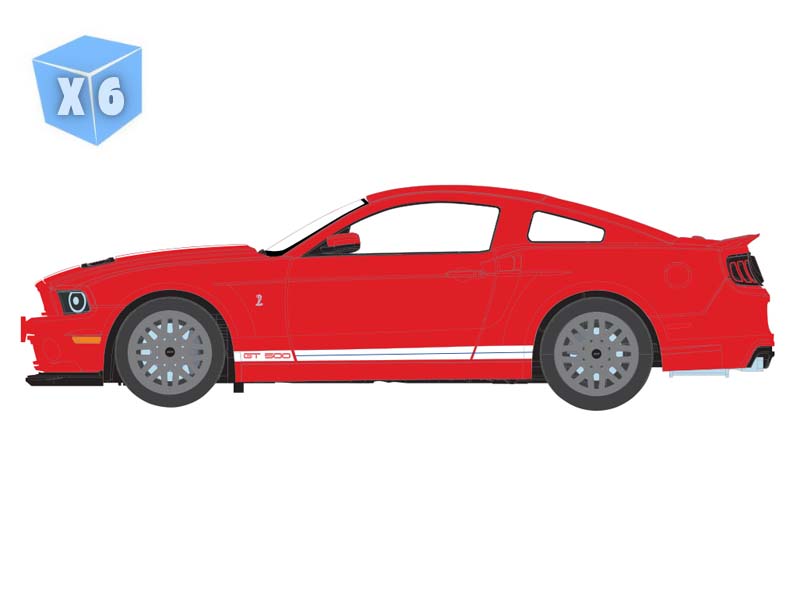 PRE-ORDER - 6 PACK 2013 Ford Mustang Shelby GT-500 – Race Red (The Mustang Stampede Series 2) Diecast 1:64 Scale Model - Greenlight 125402E