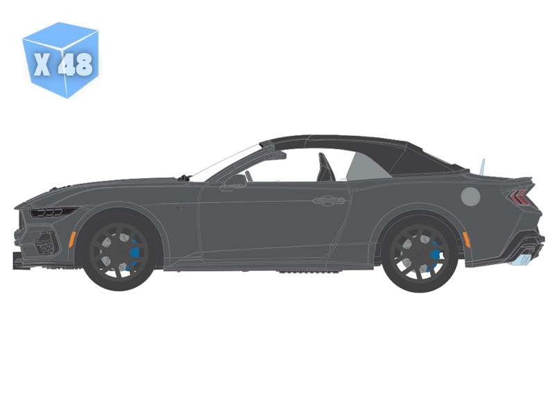 PRE-ORDER - 48 PACK 2024 Ford Mustang GT 5.0 Convertible – Dark Matter Gray (The Mustang Stampede Series 2) Diecast 1:64 Scale Model - Greenlight 125402F